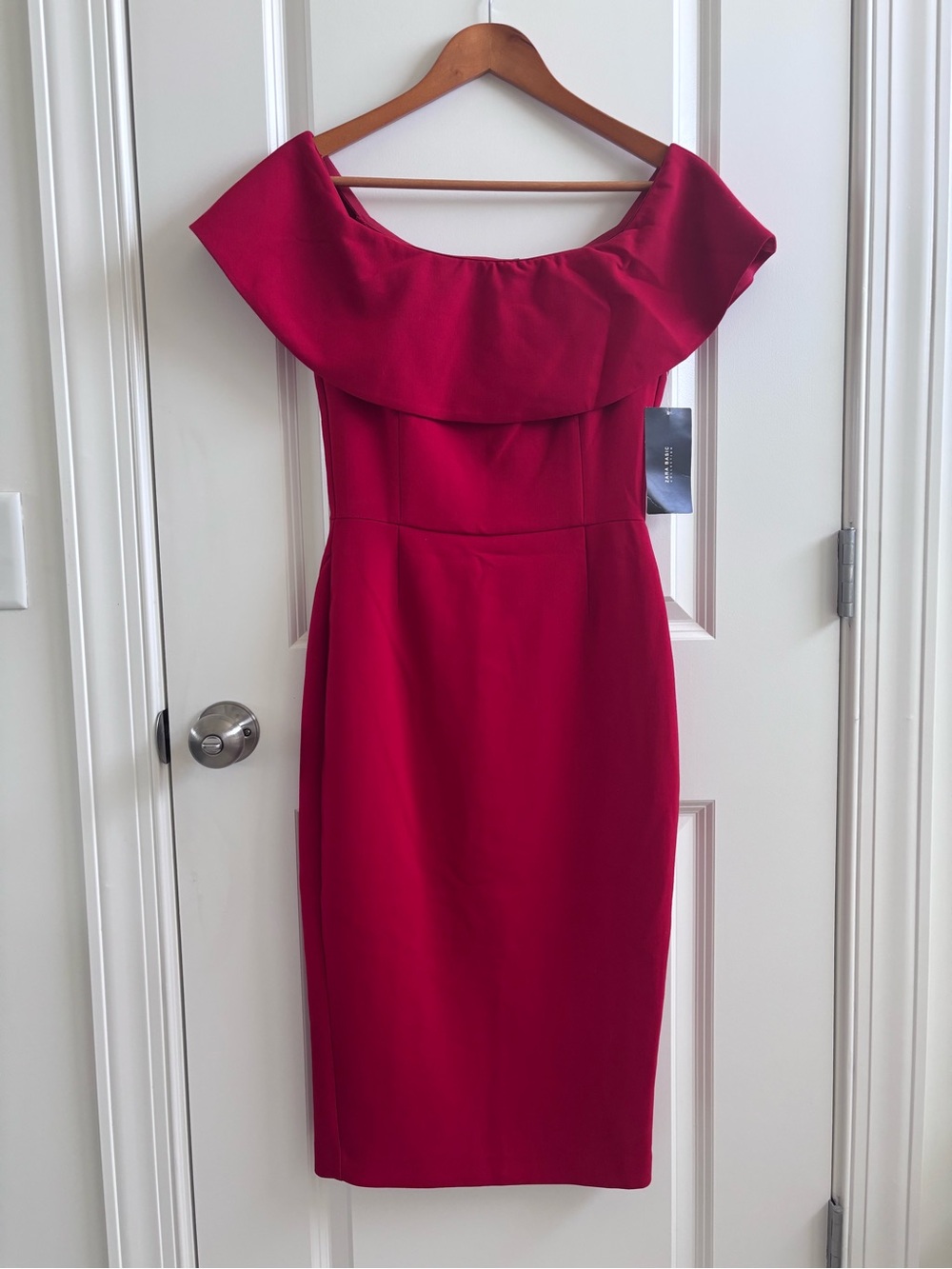 NWT Zara Off-Shoulder Red Sheath Dress